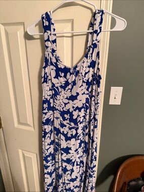 Loft Blue and White Floral Maxi Dress